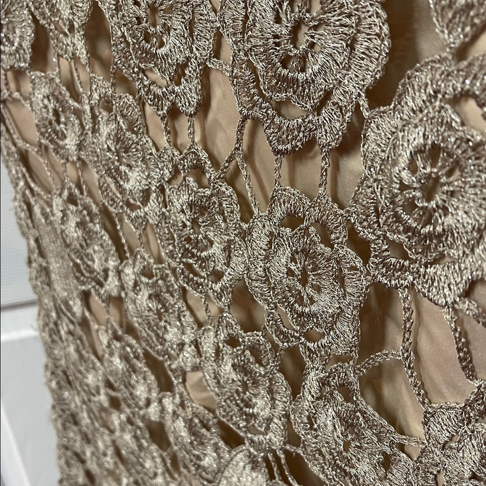 Elegant, Vintage Crocheted Beige 1950’s Wiggle Dress - Picture 2 of 16